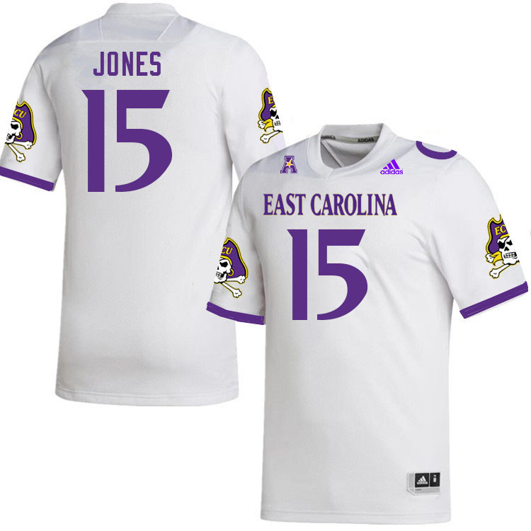 Men #15 Jonathan Jones ECU Pirates College Football Jerseys Stitched Sale-White